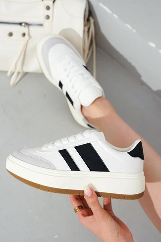 Sneakers for Women - Lace Up Women's Fashion Sneakers Memory Foam Insole Tennis Shoes Womens Sneakers Non Slip Women Footwear Lightweight Platform Shoes Girls' Fashion (Nita) in Saudi Arabia