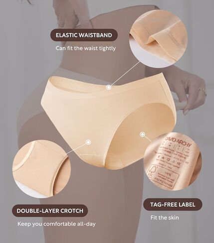 DAVID ARCHY Bikini Underwear for Women Low Waisted-Bikini Panties Rayon Made from Bamboo, Soft & Breathable, 4 Pack in Kuwait