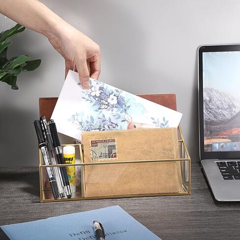 منظمو المكتب من الزجاج الذهبي BTSKY، منظمو البريد، منظمو الفواتير، ملحقات سطح المكتب ومنظمات مساحة العمل مع فتحتين لحامل البريد، فارز الرسائل وحامل القلم والقلم الرصاص in Kuwait