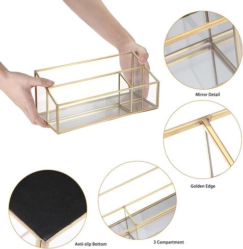 منظمو المكتب من الزجاج الذهبي BTSKY، منظمو البريد، منظمو الفواتير، ملحقات سطح المكتب ومنظمات مساحة العمل مع فتحتين لحامل البريد، فارز الرسائل وحامل القلم والقلم الرصاص in Kuwait