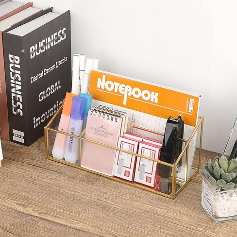 منظمو المكتب من الزجاج الذهبي BTSKY، منظمو البريد، منظمو الفواتير، ملحقات سطح المكتب ومنظمات مساحة العمل مع فتحتين لحامل البريد، فارز الرسائل وحامل القلم والقلم الرصاص in Kuwait