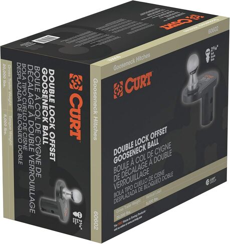 CURT 60602 كرة ذات قفل مزدوج أوفست معقوفة، 4 بوصة أوفست، 20,000 رطل، قطر 2-5/16 بوصة، أسود in Saudi Arabia