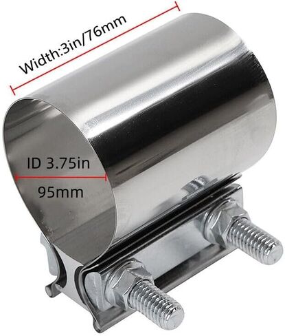 3.75 بوصة مشبك عادم بشريط مفصل، 3 3/4 بوصة (95 مم) كاتم صوت عادم مشترك بعقب أنبوب مشبك كم مقرنة من الفولاذ المقاوم للصدأ مناسبة لأنابيب العادم، كاتم الصوت، المشعبات، المقرنة in Kuwait