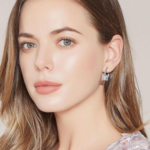 Cubic Zirconia Earring 925 Sterling Silver Heart Dangle Earrings Hypoallergenic Leverback Earrings for Women Girls Birthday in Kuwait
