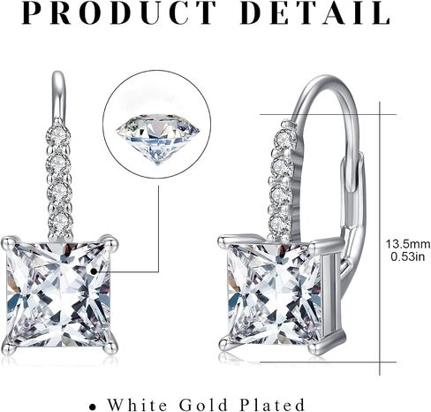 Cubic Zirconia Earring 925 Sterling Silver Heart Dangle Earrings Hypoallergenic Leverback Earrings for Women Girls Birthday in Kuwait