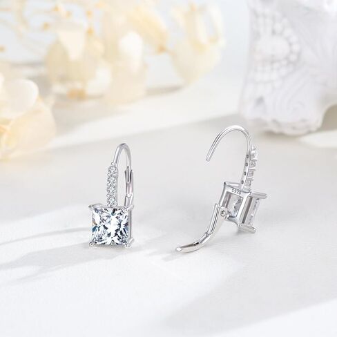 Cubic Zirconia Earring 925 Sterling Silver Heart Dangle Earrings Hypoallergenic Leverback Earrings for Women Girls Birthday in Kuwait