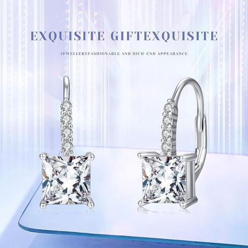 Cubic Zirconia Earring 925 Sterling Silver Heart Dangle Earrings Hypoallergenic Leverback Earrings for Women Girls Birthday in Kuwait