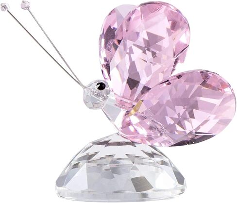 Crystal Pink Collectible Butterfly Statue Gift for Butterfly Lover, Crystal Butterfly Figurine for Home Office Decor in Kuwait