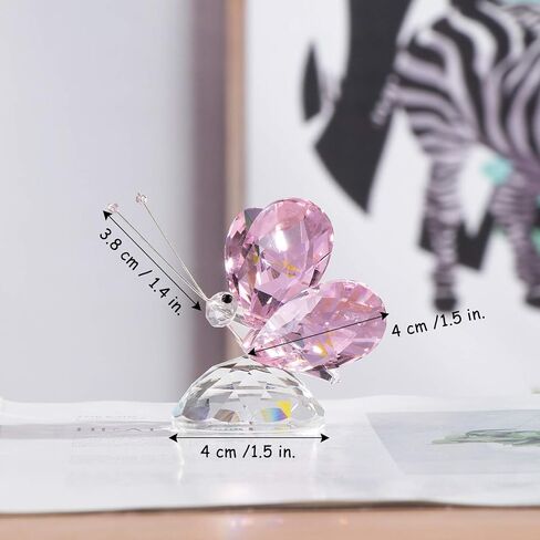 Crystal Pink Collectible Butterfly Statue Gift for Butterfly Lover, Crystal Butterfly Figurine for Home Office Decor in Kuwait