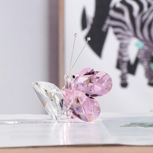 Crystal Pink Collectible Butterfly Statue Gift for Butterfly Lover, Crystal Butterfly Figurine for Home Office Decor in Kuwait