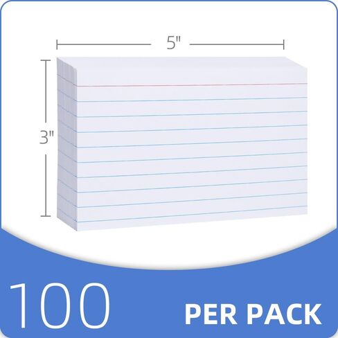 Extra Thick Index Cards 3x5 Inches,154LB White Lined Note Cards, 100PCS Ruled Flash Cards for studying Notecards, Office, Home and To Do List in Saudi Arabia