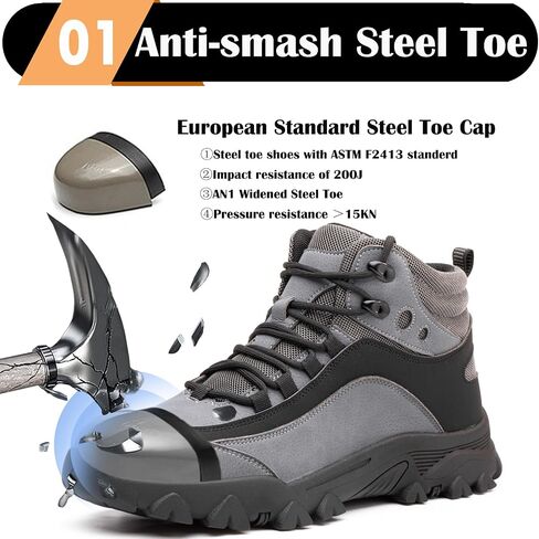 Waterproof Steel Toe Boots for Men Work Boots Lightweight Safety Sneaker Indestructible Non-slip Puncture-Proof Construction Industrial Shoes in Saudi Arabia