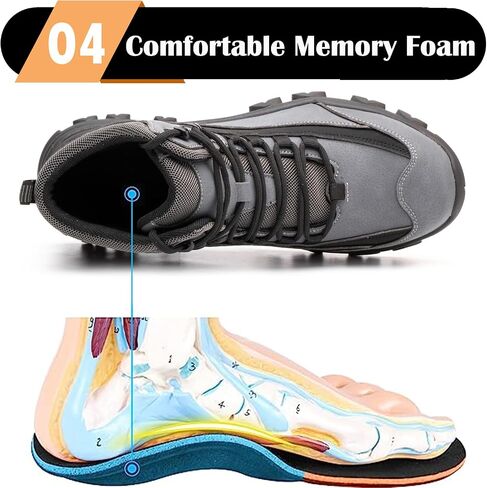 Waterproof Steel Toe Boots for Men Work Boots Lightweight Safety Sneaker Indestructible Non-slip Puncture-Proof Construction Industrial Shoes in Saudi Arabia