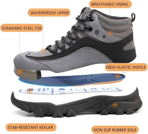 Waterproof Steel Toe Boots for Men Work Boots Lightweight Safety Sneaker Indestructible Non-slip Puncture-Proof Construction Industrial Shoes in Saudi Arabia