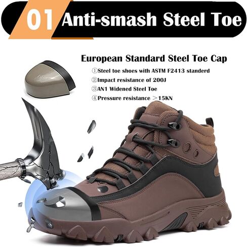 Waterproof Steel Toe Boots for Men Work Boots Lightweight Safety Sneaker Indestructible Non-slip Puncture-Proof Construction Industrial Shoes in Saudi Arabia