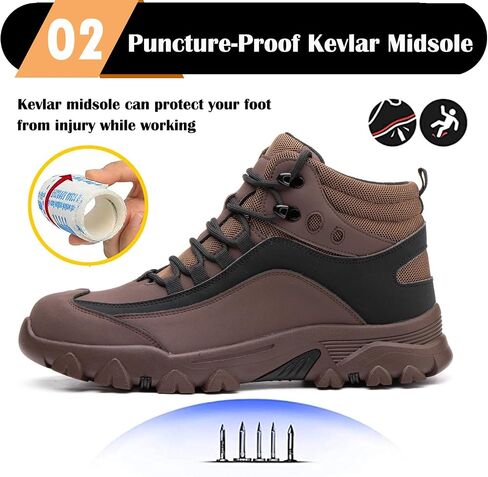 Waterproof Steel Toe Boots for Men Work Boots Lightweight Safety Sneaker Indestructible Non-slip Puncture-Proof Construction Industrial Shoes in Saudi Arabia