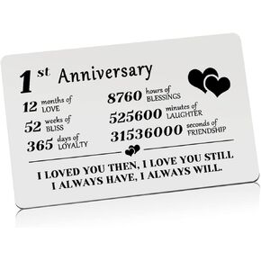 Vadaka Couples Gifts for Him Her 1st Anniversary Wallet Card Gifts for Girlfriends Boyfriend 1 Year Anniversary Wallet Card Gifts Happy First Year Anniversary Wallet Card for Couple Husband Wife