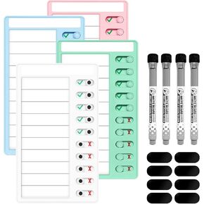 4 Pcs Chore Chart for Kids Multiple Kids Dry Erase Board for Fridge, Magnetic Visual Schedule, My Chores Slider Chart Plastic to Do List ADHD Tools, Sliding Routine Chart, Daily Checklist