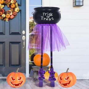Halloween Decorations Outdoor Witches Legs Candy Bowl Halloween Candy Bowl Extra Large Cauldron Candy Bowl Halloween Candy Holder Trick or Treat Bowl Halloween Bowls for Outdoor Porch Indoor