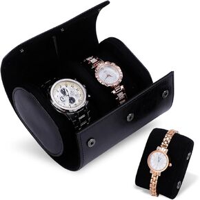 2 Watch Travel Case, Leather Watch Roll Organizer, Portable Watch Box for Storage or Display, Jewelry Gift Box for Men Women Birthday Anniversary Christmas