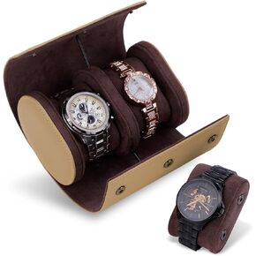 2 Watch Travel Case, Leather Watch Roll Organizer, Portable Watch Box for Storage or Display, Jewelry Gift Box for Men Women Birthday Anniversary Christmas