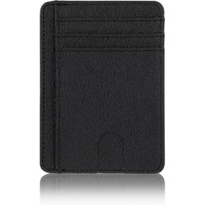 Cartera Hombre Rfid Blocking Tested Wallet Slim Minimalist Front Pocket Card Holder Imitation Degaussing Leather Wallets Holds Credit Bags CardCases Simple Fiber Texture For Men Women (Black) in Saudi Arabia
