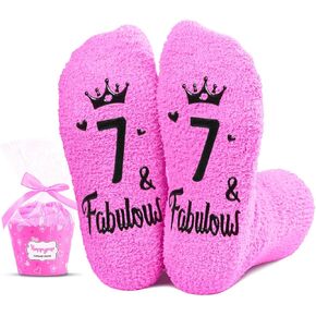 HAPPYPOP 7th Birthday Gifts Ideas for Girls - Socks for Kids Age 7, Gifts for Seven Year Old Girls, Presents for 7 Year Old Girls