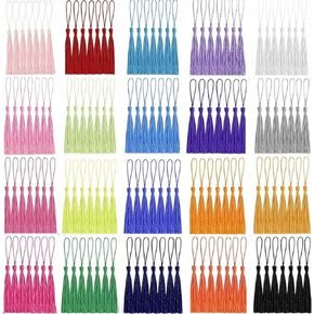 200 Pieces Bookmark Tassels, BetterJonny Handmade Silky Floss Soft Craft Mini Tassels Small Tassels with Loops for Bookmarks DIY Crafts Jewelry Making, 40 Colors