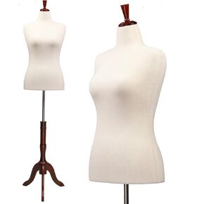 Bonnlo Upgraded Female Dress Form, Mannequin Torse Body with Adjustable Rubber Wood Stand for Dress Jewelry Display (White, 2-4) in Saudi Arabia