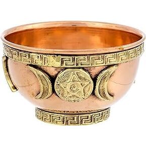 Triple Moon Copper Offering Bowl 3", Great for Altar use, Ritual use, Incense Burner, smudging Bowl, Decoration Bowl, offering Bowl - Xtrendy