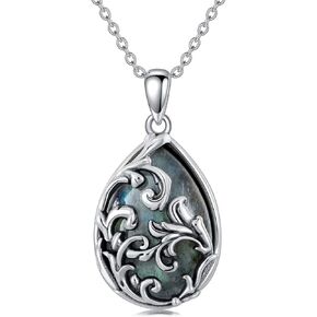 PELOVNY Lapis Lazuli Necklace S925 Sterling Silver Gold Leaf Necklace Lapis Lazuli Jewelry Gift Christmas Gift for Women in Kuwait