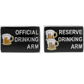 Official Drinking Arm Drink Bar Pair Cufflinks in a Presentation Gift Box & Polishing Cloth