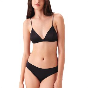 Women's Bralette And Panty Set,Black Satin Triangle Bra and Panty Set