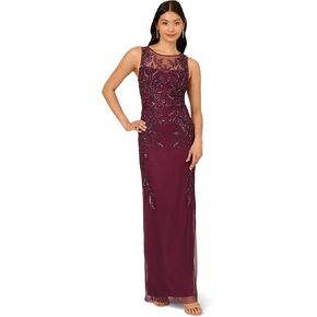 Adrianna Papell Women's Beaded Column Long Dress