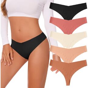 5 Pcak Women's Seamless Thongs, Comfortable Underwear Thong for Women, Invisible Panties No Show