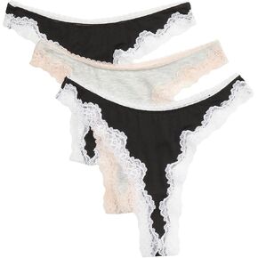 Honeydew Intiments Elle Thong 3-Pack أسود/رمادي منقط/أسود LG in Kuwait