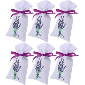 HEMOTON Hand Embroidered Lavender Sachet Bags, 5.5x2.75 Set of 6 Home Fragrance Bags for Drawer Closet Dresser and Car, Longer Lasting Fresh Scents