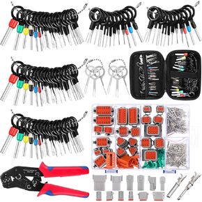 174Pcs 12 Kits Waterproof Connector Kit 2 3 4 6 8 12 Pin Connectors with 82 PCS Terminal Removal Tool Kit Wire Terminal Release Tool 1 PCS Wire Crimping Tool Kit