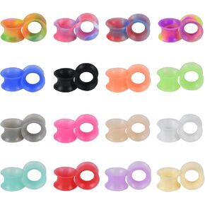 16 Pairs Silicone Ear Gauges Flexible Ear Tunnels Plugs Soft Expander Stretching Earrings Double Flared Earring Piercings Jewelry