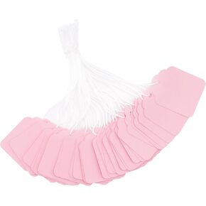 joycraft 200Pcs Price Tags with String Attached, 1.4x1.8 inch Paper Hang Tags with String, Pink Jewelry Price Display Labels, Marking Strung Tags for Products, Jewelry, Clothing, DIY Craft