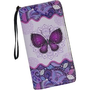 Cartoon Frog Printed Women Long Pu Leather Wallet with Credit Card Holder Multiple Card Slots Clutch Zip Around Purse with Wristlet