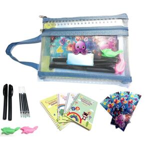 18Pc Reusable Magic Grooved Handwriting Practice Copybook Kit for Kids 3-8 Includes 4 Practice Notebooks, 4 Bookmarks, 1 Carrying Case, 2 Magic Ink Fading Pen Tubes, 5 Ink Refills, and 2 Grips