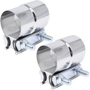 Exhaust Pipe Clamp 2.0 Inch Butt Joint Exhaust Clamp for 2" ID to 2" OD Pipe with Seal Band Clamp Sleeve 3 Inch Width 304 Stainless Steel (4PCS)