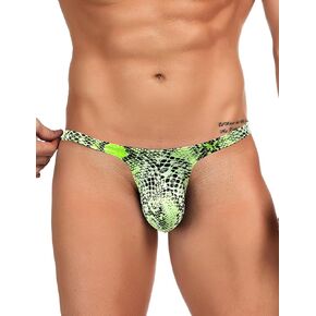 ohyeahlady Mens G-String Thong Underwear Snake Print Briefs Low Rise Sexy Hot Shorts for Mens Lingerie Soft T-Back Thong