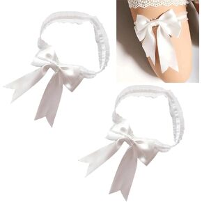 Lace Wedding Garters for Bride with Bow Party Prom Leg Garter Belt A Pair