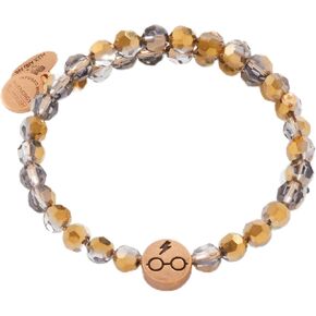 Alex and Ani AS658822RG,Harry Potter Glasses, Lightning Bolt Crystal and Gold Beaded Wrap,Rafaelian Gold,Gold,Bracelet
