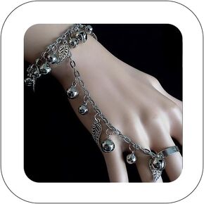 Vintage Tassel Hand Chain Ring Bracelets Silver Bell leaves Finger Ring Bracelets Bohemian Crystal Link Chain Hand Jewelry Gifts for Women