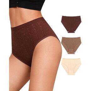 K-CHEONY High Waisted Bikini Underwear for Women Cotton Panties Soft Breathable High Cut Ladies Briefs 3 Pack