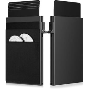 Credit Card Holder - Slim Wallet for Men with Money Pocket, Pop Up Wallets RFID Blocking Minimalist Card Case Holds 5 Cards and Notes