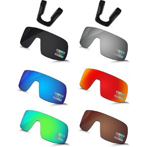Bowyer 6 Pieces POLARIZED Replacement Lenses & Nosepads for Oakley Sutro OO9406 Sunglasses - Black + Titanium Mirror + Surf Blue Mirror + Fire Red Mirror + Jade Green Mirror + Brown